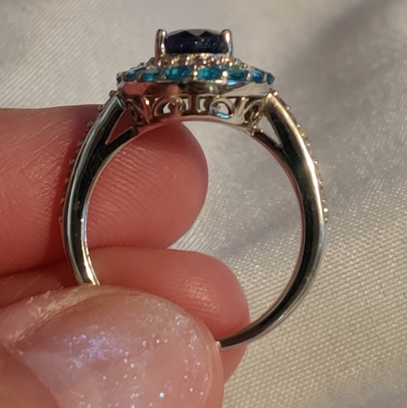 Sterling silver mult gemstone ring Marked 925 MLD - Picture 6 of 9